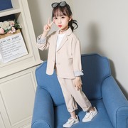 女童儿童秋装西服套装2021韩版洋气中大童女孩西装时髦两件套