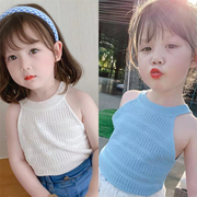 女童背心夏季2023韩版外穿吊带衫白色宝宝2岁3洋气，4儿童5薄款上衣