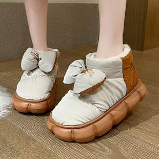 女士雪地靴时尚高级感外穿百搭棉鞋厚底保暖室外冬季短靴法式