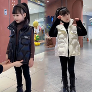 女童韩版羽绒棉马甲免洗外套，冬季中大童洋气百搭加厚外穿马夹