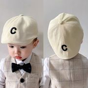 儿童贝雷帽ins韩国洋气西装，字母刺绣前进帽男女孩宝宝春秋帽子