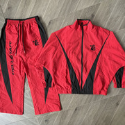 Hellstar Thriller Red Track Jacket Pants拼接刺绣外套长裤套装
