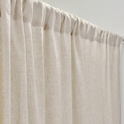 外贸天然亚麻纯色北欧可定制窗帘成品穿杆吊带棉麻遮光遮阳布