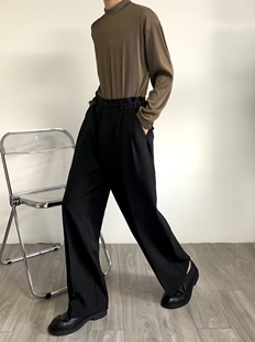 雨东林设计感西装裤，男夏季宽松直筒商务休闲裤女可调节腰围垂感