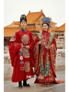 中式婚礼服装汉服婚纱照影楼摄影写真服装绣花拖尾大衫情侣主题