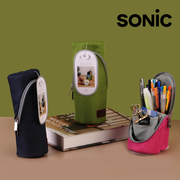 日本SONIC索尼克站立式笔袋大容量多功能文具收纳袋学生便携笔筒