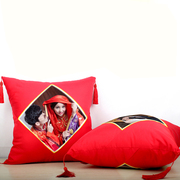 新婚抱枕定制照片diy订制婚房床上结婚靠垫，枕头婚庆大红色款
