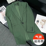 绿色西装外套女2023高级感炸街超好看时尚气质，秋冬季长袖西服