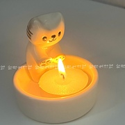 可爱烤手小猫香薰蜡烛DIY烛台礼盒陶瓷生日礼物装饰摆件