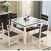 吃饭歺卓园槕钢化玻璃餐桌椅小户型四方桌正方形小方桌双层桌子家