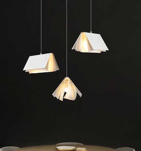 书本灯北欧餐厅吊灯设计师创意个性书房卧室床头灯具三头餐桌灯饰