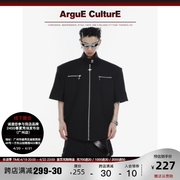 culture24s小众解构金属拉链短袖，西服小立领设计感夏季外套男夹克