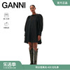 ganni女装黑色圆领泡泡，袖短款欧根纱，娃娃裙连衣裙f7452099