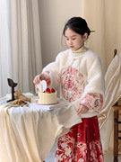 女童演出服冬季小女孩毛毛衣(毛，毛衣)外套，国风加厚上衣新年马面裙加绒
