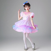 六一儿童蓬蓬纱裙演出服，紫色可爱公主，女童幼儿园舞蹈连衣裙表演服
