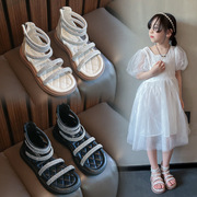 女童凉鞋3-10岁6夏季7儿童软底时尚公主鞋4高帮女孩罗马鞋子5
