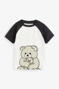 卡通白色小熊短袖t恤外贸，童装儿童纯棉，上衣宝宝可爱洋气体恤女孩