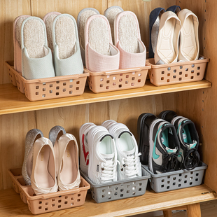 日本鞋子收纳鞋架鞋托简易经济型塑料收纳架，宿舍鞋柜整理神器鞋托