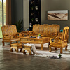 金丝楠木沙发椅子组合原木茶几实木雕花仿古客厅中式古典红木家具
