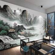 中式客厅沙发8立体凹凸壁画卧室壁纸水墨山水5 电视背景墙壁纸