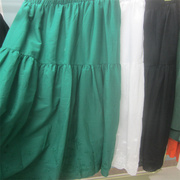 绿色白色黑色绣花修身半身裙女装夏季纯棉中长款裙子喇叭显瘦长裙
