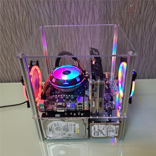 itx台式matx电脑机箱，透明亚克力板玻璃，全透atx简约开放式主板托架