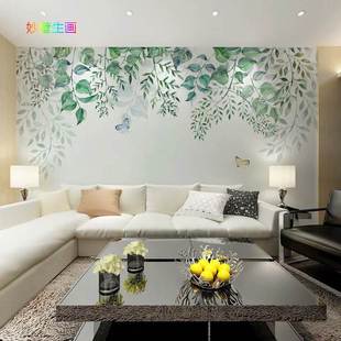23款美式现代简约田园，风格电视背景墙壁纸温馨大花，影视墙布定制壁