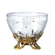 欧式水晶玻璃配铜创意奔腾骏马果盆美式高档大气客厅装饰水果盘