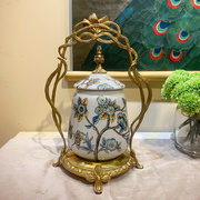 美式家居高温陶瓷镶嵌黄铜，提壶客厅茶几，装饰摆件室内软装皇室饰品
