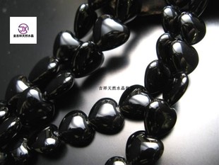 天然黑玛瑙心形长链diy手链项链串珠半成品材料散珠配件