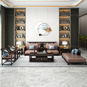 晨府新中式沙发客厅现代简约布艺，组合全实木轻奢别墅古典储物家具