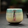 功夫茶杯个人专用高档陶瓷主人，单杯品茗杯家用白瓷，手绘单个小杯子