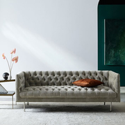 定制后现代简约沙发北欧极简轻奢极简布艺家具美式新古典拉扣沙发