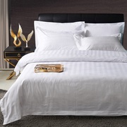 酒店床上用品纯白色全棉加厚隔脏美容院被罩条纹纯棉宾馆专用被套