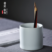 复古中国风超大容量陶瓷，汝窑多功能毛笔笔筒，学生创意办公桌面收纳