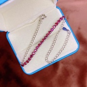 简单款天然紫牙乌石榴石镶嵌款手链，细款，假装是红绳过年佩戴