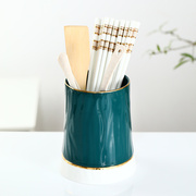 陶瓷筷子筒筷笼置物架收纳盒，家用餐具北欧描金，轻奢家用过滤滤水