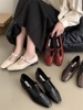 韩版复古英伦风小皮鞋女鞋子2023春秋季红色单鞋法式玛丽珍鞋