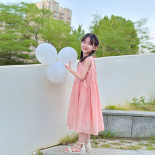 米素童装2023夏季女童宽松薄款洋气公主裙超仙甜美背心连衣裙