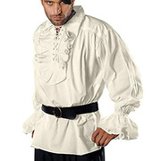 欧美复古中世纪宫廷风蓬蓬袖上衣，舞台话剧表演服纯色绑带衬衫男