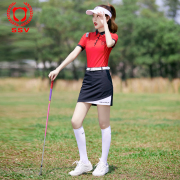 高尔夫服装套装女上衣，短裙golf短袖，运动修身透气吸汗夏季大红色