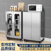 不锈钢厨房置物柜落地多层家用多功能，餐边柜储物柜锅具收纳柜