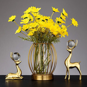 黄铜水晶鹿摆件客厅电视柜餐厅，办公室美式创意家居饰品工艺品软装