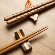 高端天然铁木筷子家用防滑原木质日式家庭装实木尖头寿司快子