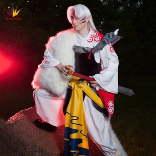 动漫犬夜叉cos服杀生丸cosplay衣服和风漫展男和服全套装假发耳朵