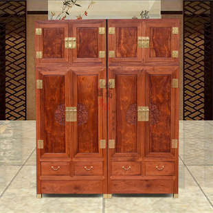 红木家具缅甸花梨木顶箱柜，中式实木大果紫檀衣柜衣橱储物柜收纳柜