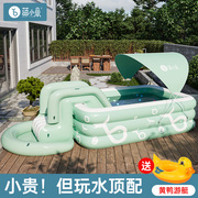 充气游泳池家用儿童气垫加厚水池，遮阳滑滑梯，家庭小孩大型户外玩具