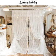 laceshabby蕾丝白色双层窗纱窗幔，欧式复古小清新碎花窗帘纱帘