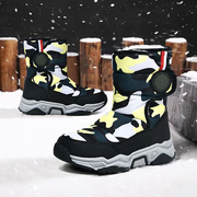 冬季儿童雪地鞋男童中帮大棉加厚防水防滑户外鞋男孩子女童棉鞋