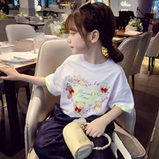 女童短袖T恤夏装2024洋气儿童韩版卡通上衣小女孩休闲打底衫
